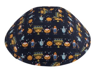 Picture of iKippah Chanukah Smiles Blue Size 1